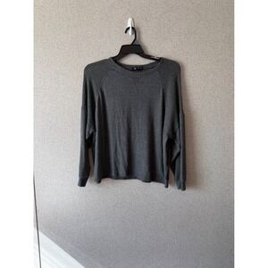 Billabong Women's Gray Raglan Sleeve Textured Knit Long Sleeve Top M